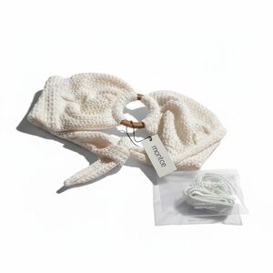 Montce Cream Crochet Headband with Wooden Ring